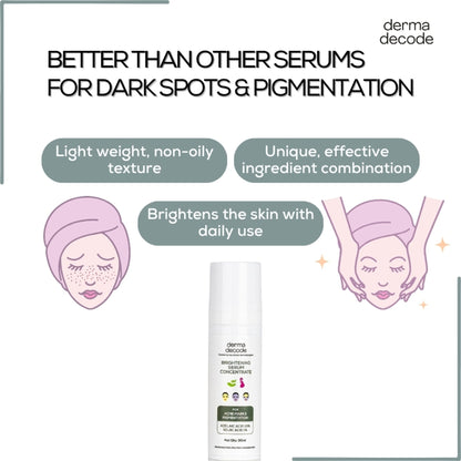 Derma Decode 1% Kojic Acid 10% Azelaic Acid Brightening Face Serum For Dark Spots And Pigmentation