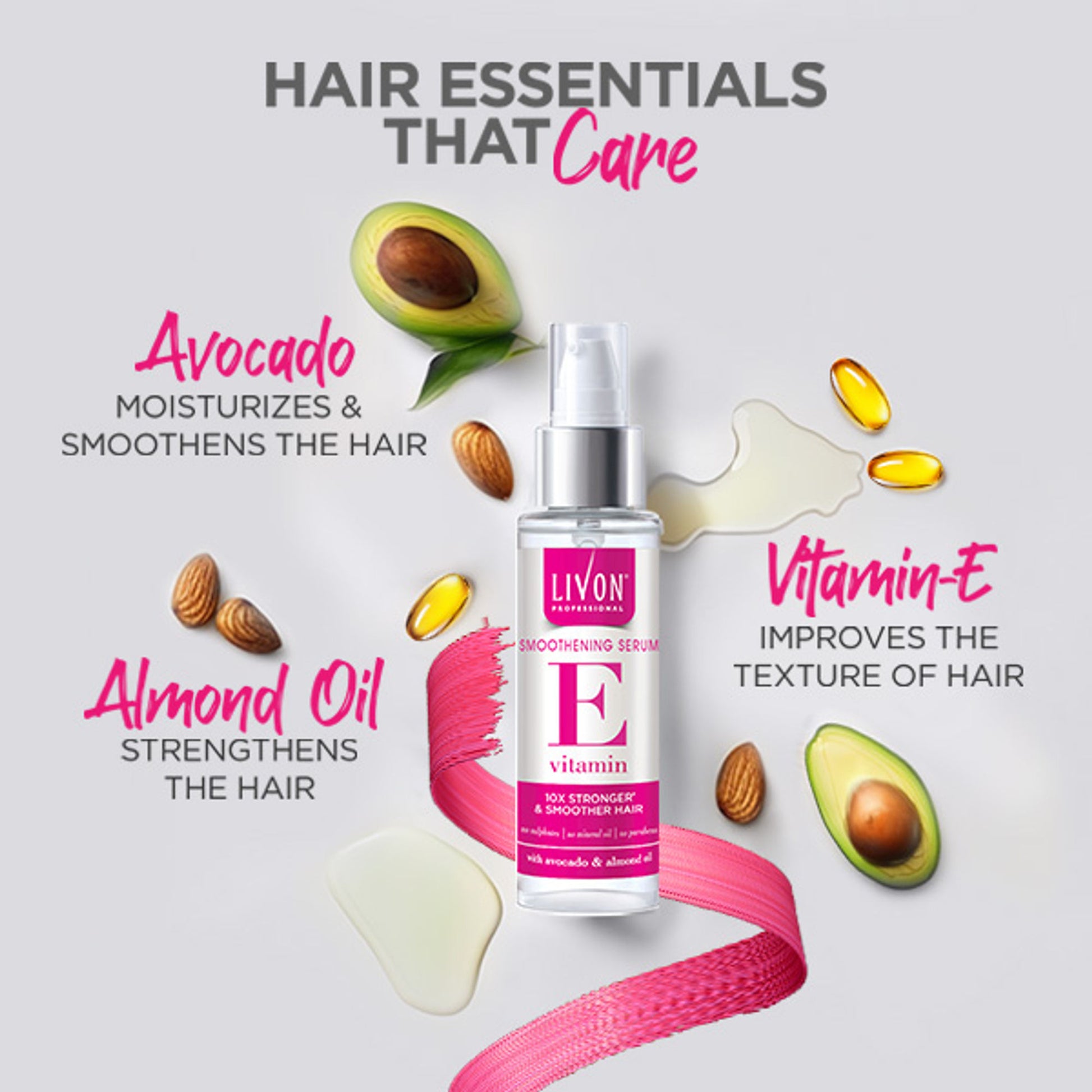 Livon Professional Smoothening Serum With Vitamin E, Avocado & Almond Oil