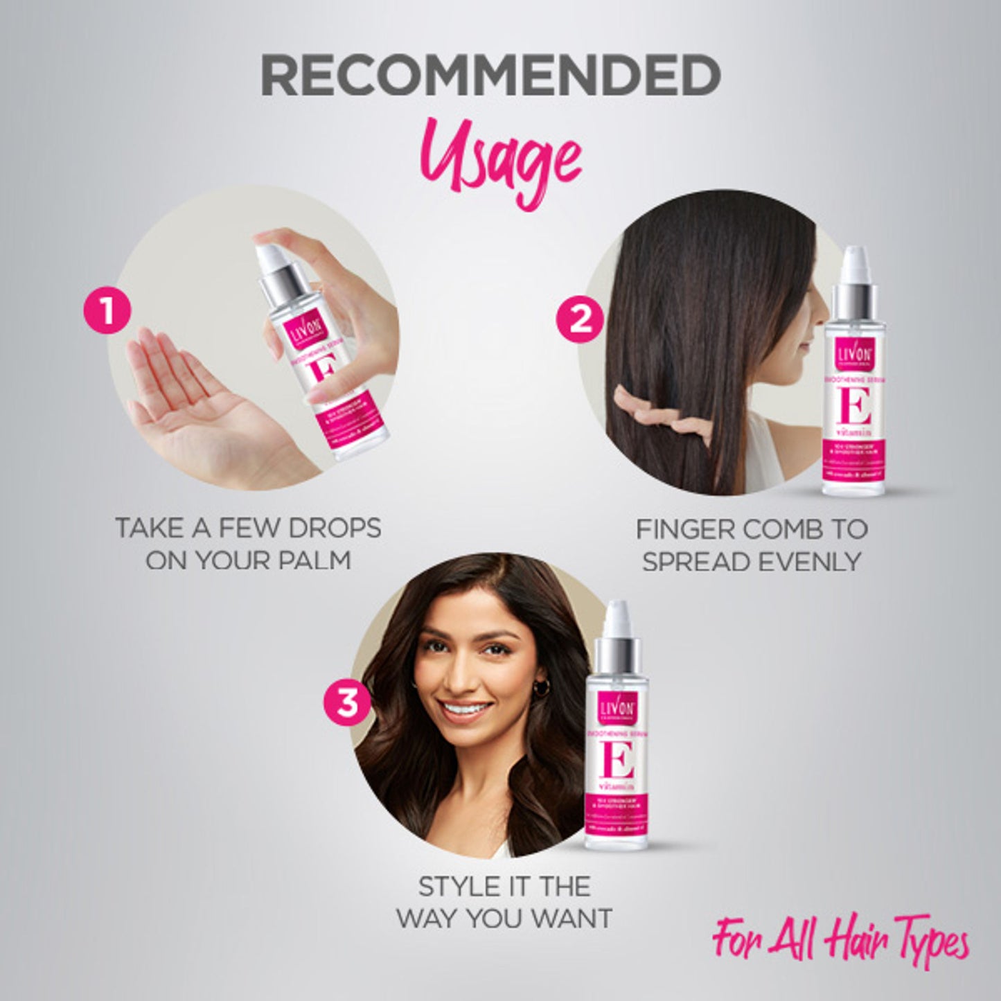 Livon Professional Smoothening Serum With Vitamin E, Avocado & Almond Oil