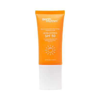 Earth Rhythm Ultra Defence Hybrid Sun Fluid SPF 50, Broad Spectrum, UVA UVB Protection, PA++++