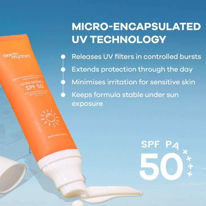 Earth Rhythm Ultra Defence Hybrid Sun Fluid SPF 50, Broad Spectrum, UVA UVB Protection, PA++++