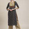 Dhiyona VA Women's Black Printed Regular Pure Cotton Kurta with Palazzos