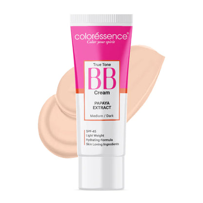 Coloressence True Tone BB Cream in Papaya shade, smooth and lightweight foundation for even skin tone and natural glow.