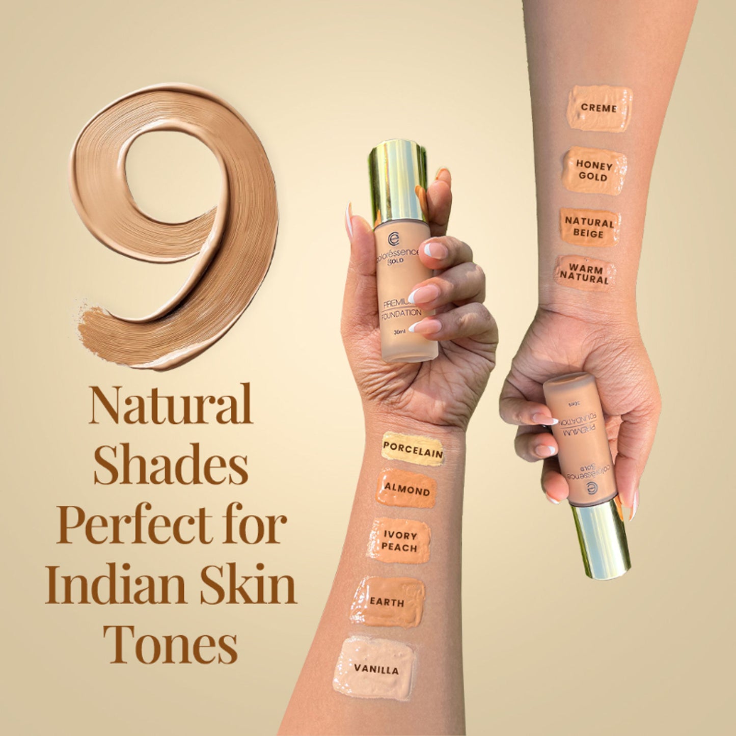 Coloressence True Tone Premium Liquid Silicone Foundation Full Coverage Matte Finish - Creme