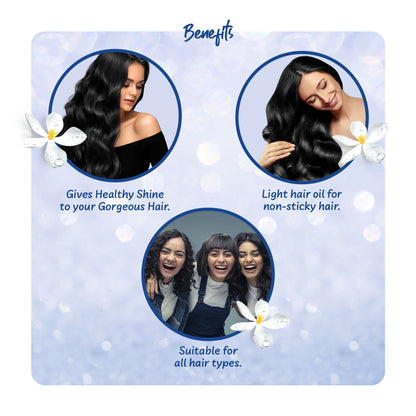 Parachute Advansed Jasmine Coconut Hair Oil, Vitamin E for Healthy Shiny Hair, Non-sticky