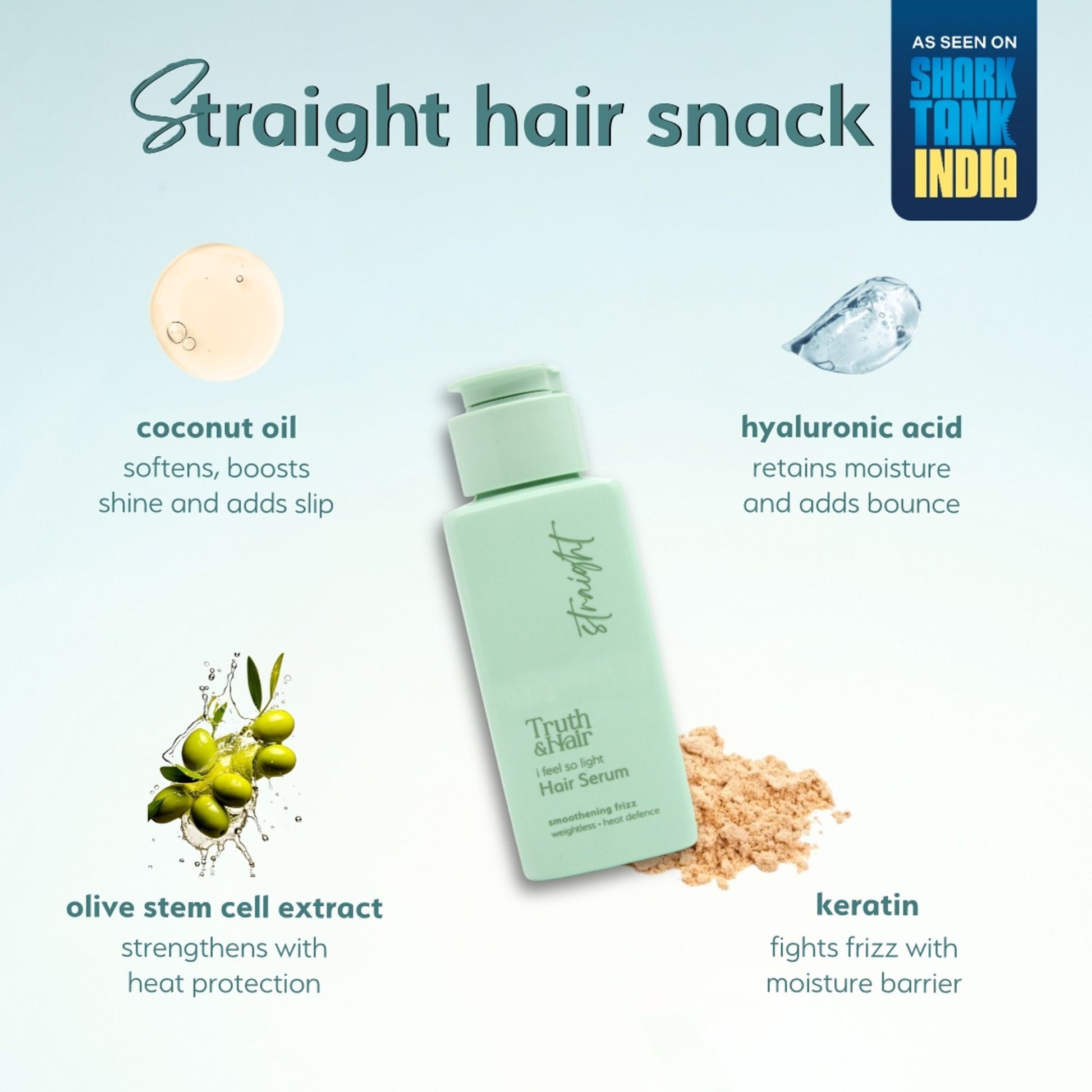Truth & Hair Straight Hair Weightless Water Serum with Heat Defence