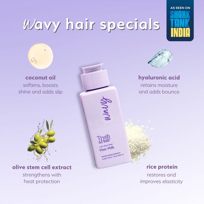 Truth & Hair Wavy Hair Milk with Heat Defence for Frizz-Free Milk Bath