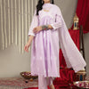 Dhiyona VA Women'sFloral Embroidered Empire Thread Work Pure Cotton Kurta With Trousers & Dupatta
