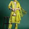Dhiyona IE Women Ethnic Motifs Embroidered Regular Kurta with Trousers & With Dupatta