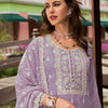 Dhiyona IE Floral Embroidered Round Neck Mirror Work Organza Kurta & Trouser & Dupatta