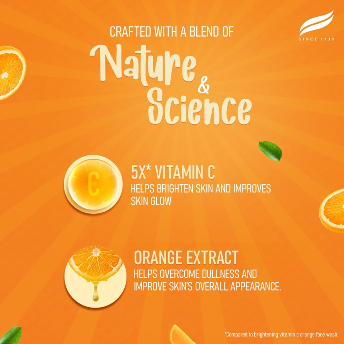 Himalaya Brightening Vitamin C Orange Face Serum with hyaluronic acid and five times vitamin C for radiant skin.