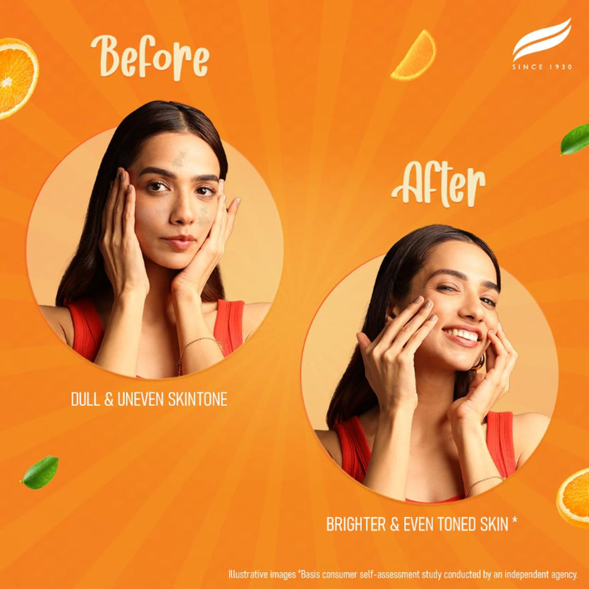 Himalaya Brightening Vitamin C Orange Face Serum with 5x Vitamin C and hyaluronic acid, in a clear dropper bottle.