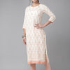 Dhiyona IE Ethnic Motifs Printed Round Neck Foil Printed Cotton Straight Kurta
