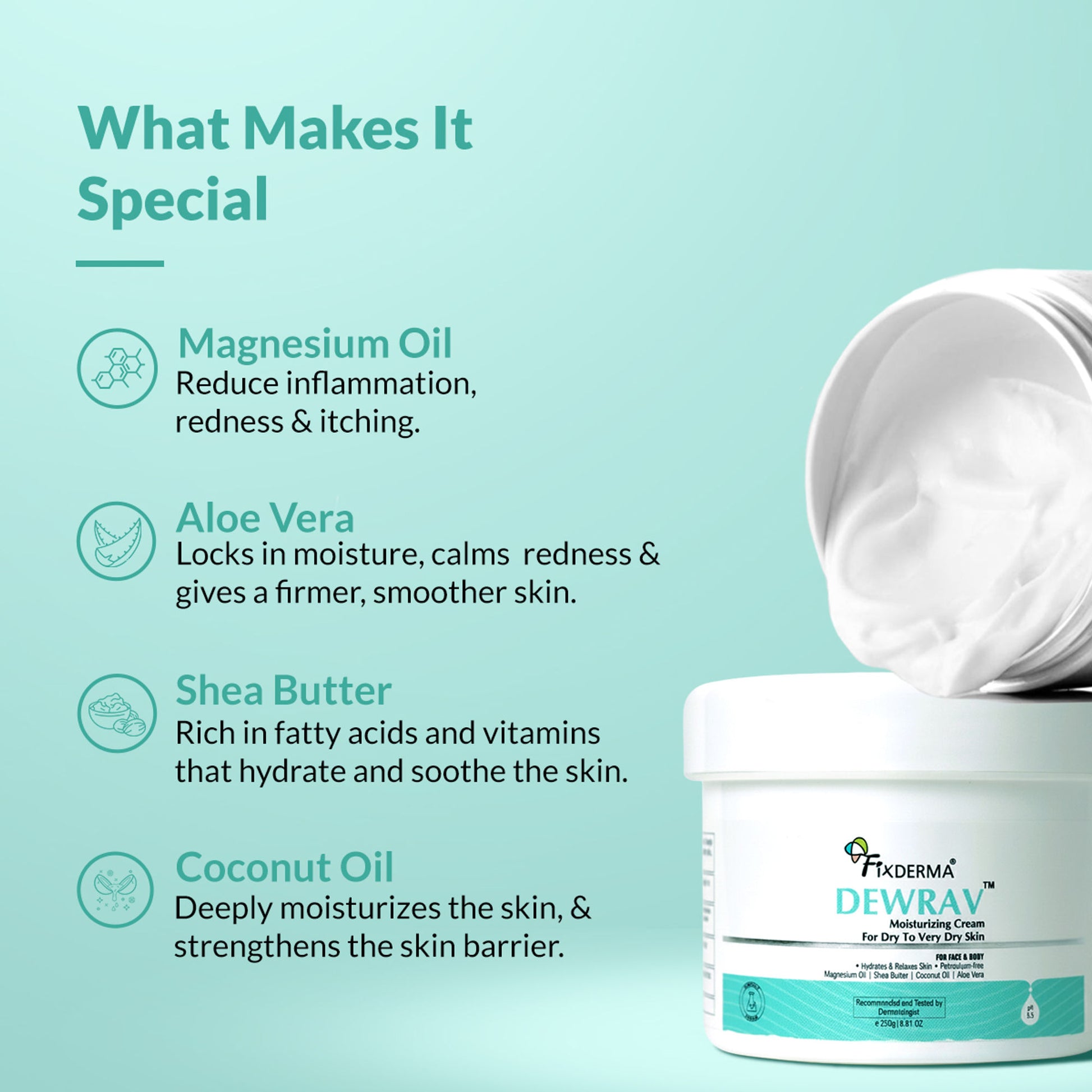 Fixderma Dewrav Moisturizing Cream for Face & Body with Shea Butter For Dry to Very Dry Skin