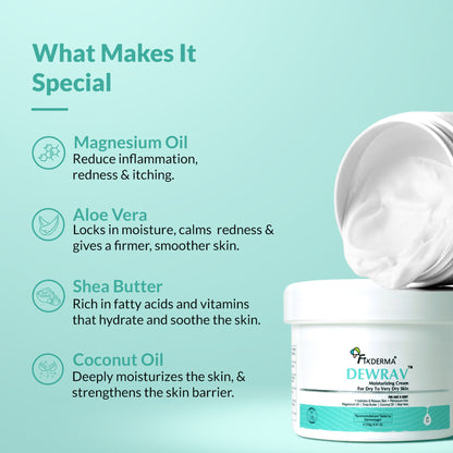 Fixderma Dewrav Moisturizing Cream for Face & Body with Shea Butter For Dry to Very Dry Skin
