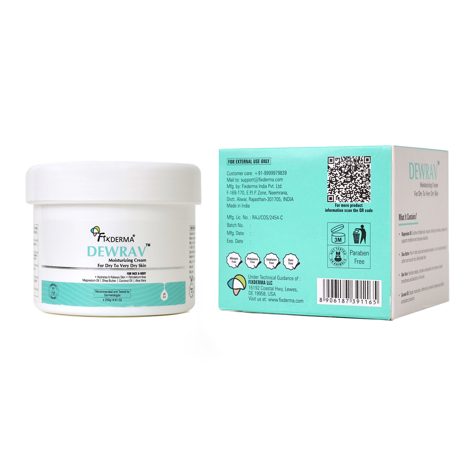 Fixderma Dewrav Moisturizing Cream for Face & Body with Shea Butter For Dry to Very Dry Skin
