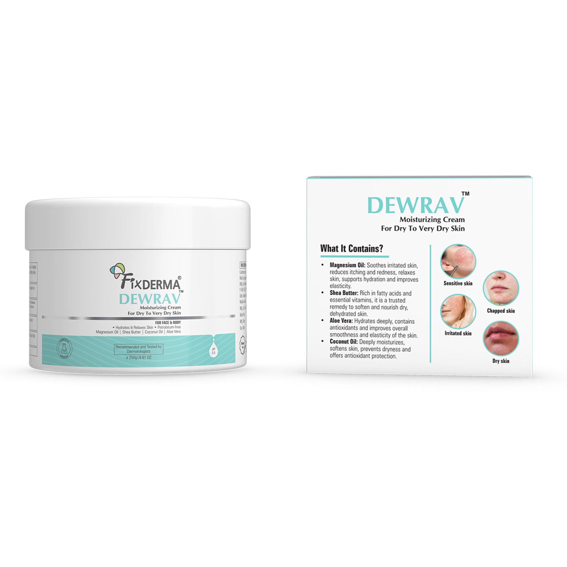 Fixderma Dewrav Moisturizing Cream for Face & Body with Shea Butter For Dry to Very Dry Skin