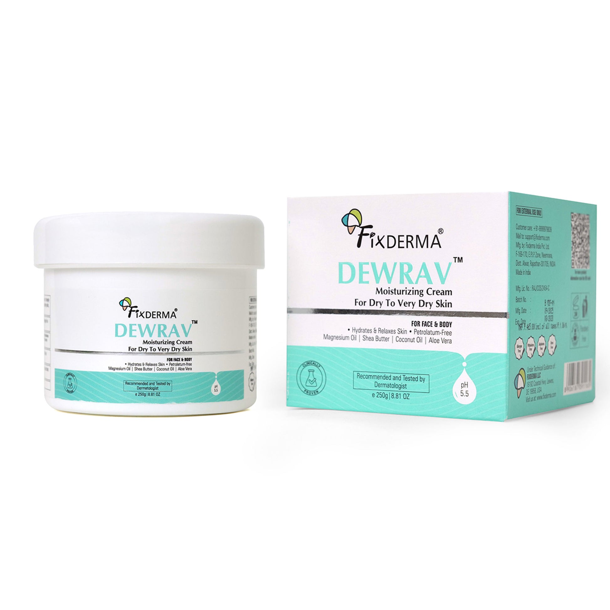 Fixderma Dewrav Moisturizing Cream for Face & Body with Shea Butter For Dry to Very Dry Skin