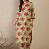 Dhiyona IE Women Floral Printed Regular Mirror Work Pure Cotton Kurta with Trousers