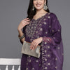 Indyancart IE Women Floral Yoke Design Regular Kurta with Trousers & With Dupatta