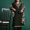 Indyancart IE Plus Size Floral Embroidered Kurta with Salwar & With Dupatta