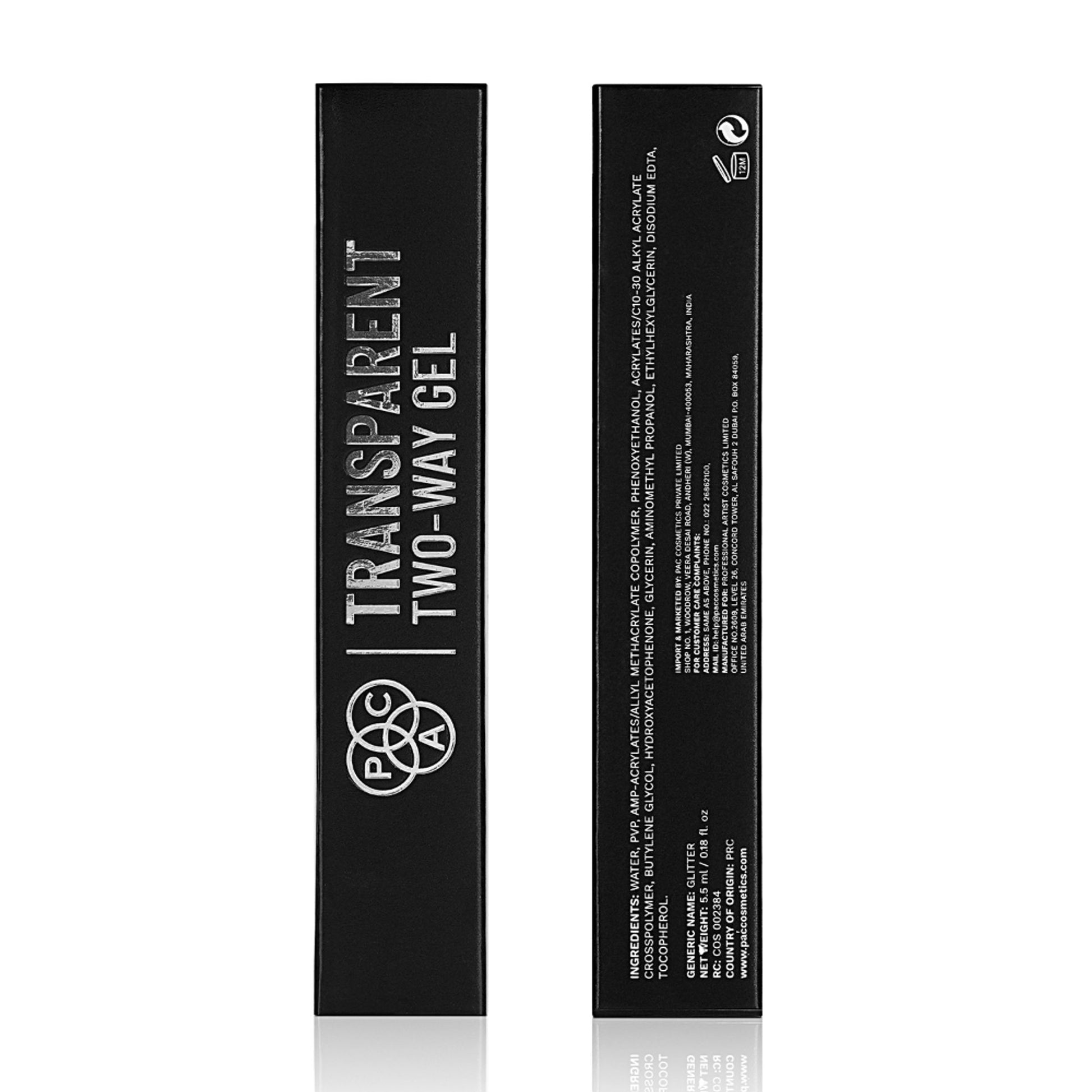 PAC Transparent Two Way Gel - Lightweight Gel Formula, Glue for Chunky Glitter with Zero Fallout