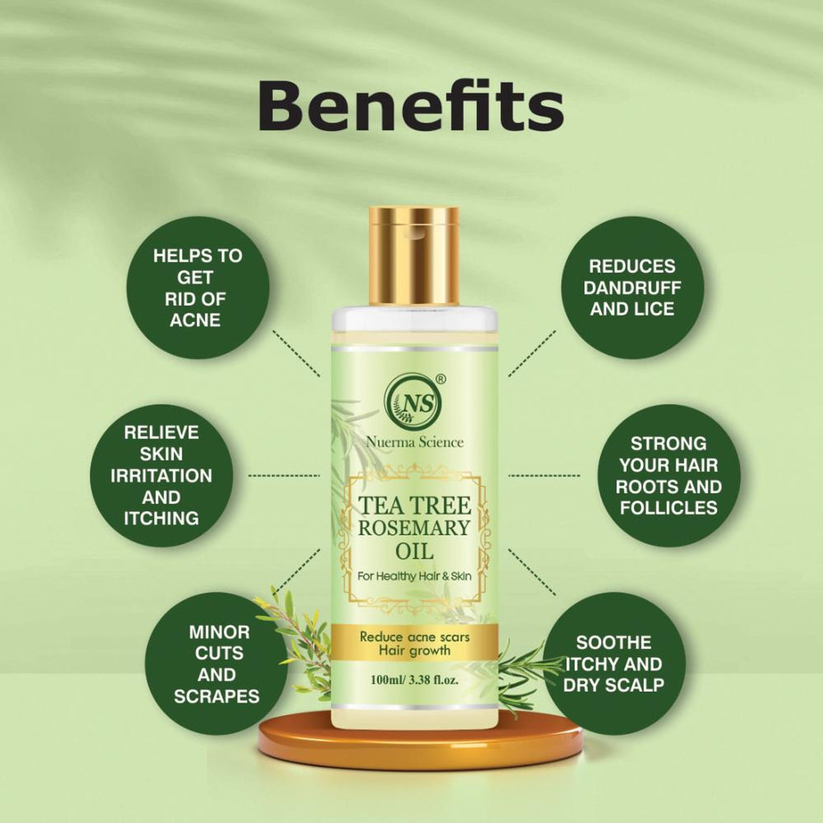Tea Tree Rosemary Oil for Skin & Hair (For Hair Growth, Healthy Scalp & Dandruff Control)