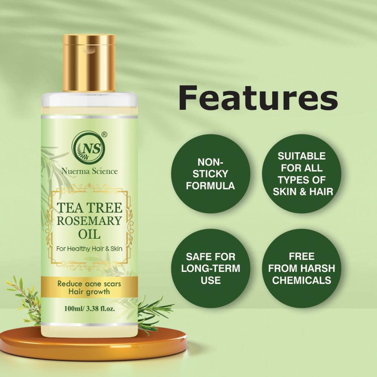 Tea Tree Rosemary Oil for Skin & Hair (For Hair Growth, Healthy Scalp & Dandruff Control)