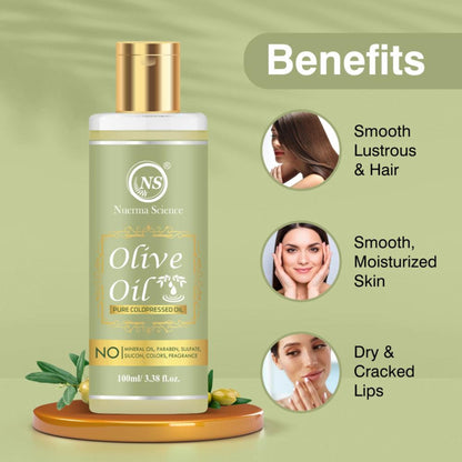 Nuerma Science Olive Oil for Skin & Hair (For Moisturize Dry Lips, Hair, Skin & Massage)