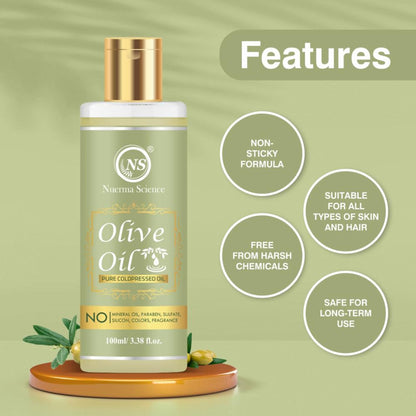 Nuerma Science Olive Oil for Skin & Hair (For Moisturize Dry Lips, Hair, Skin & Massage)