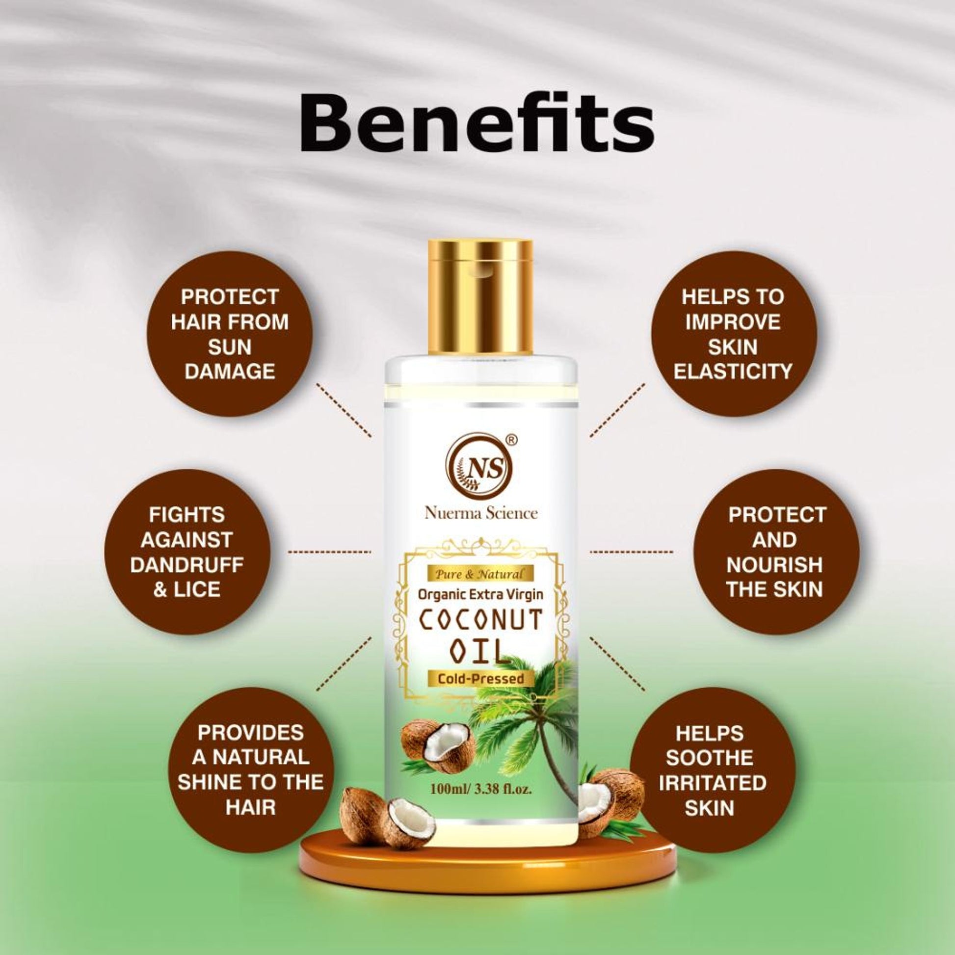 Nuerma Science Extra Virgin Coconut Oil (for Frizzy Hair, Rough Skin, Wrinkle Reduction)