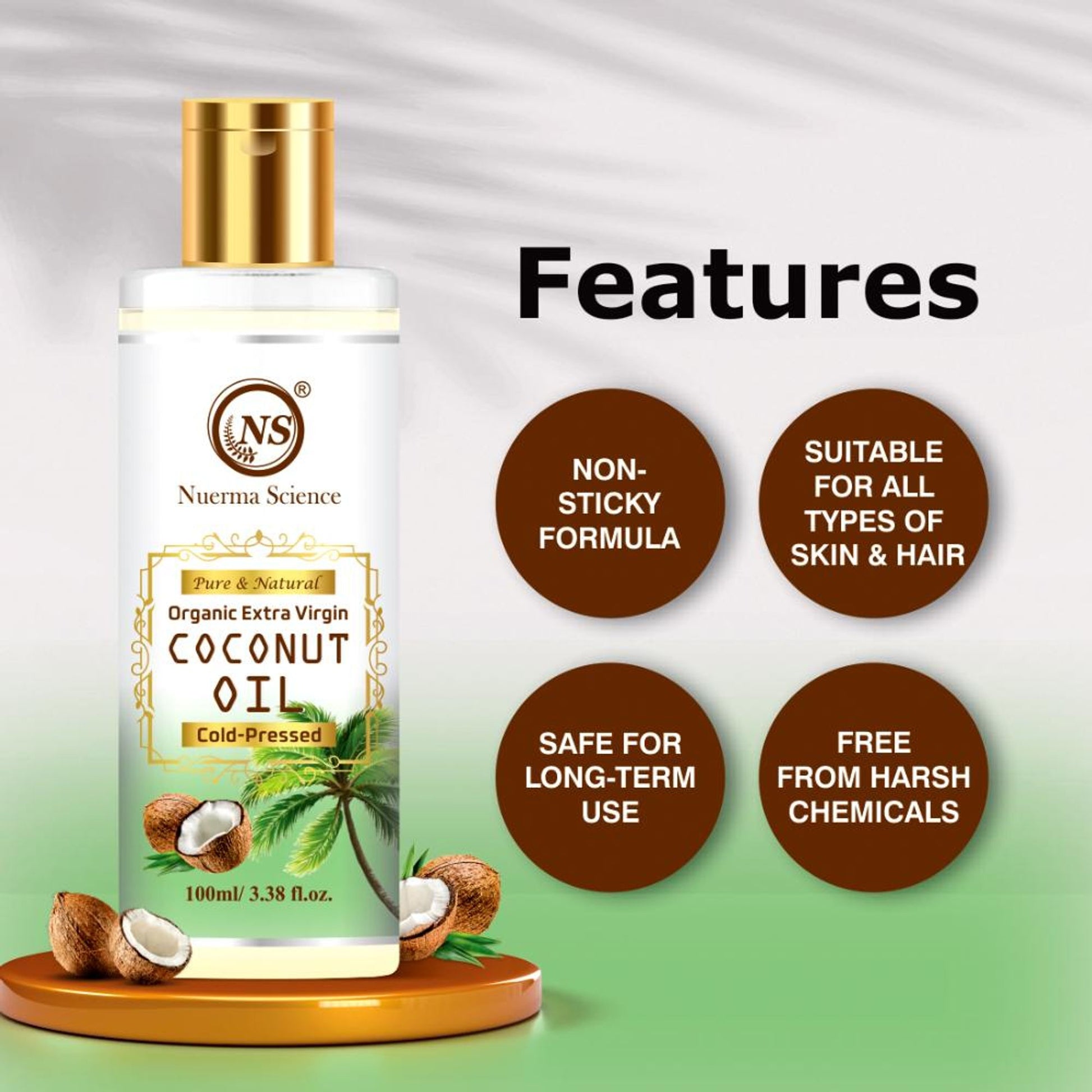 Nuerma Science Extra Virgin Coconut Oil (for Frizzy Hair, Rough Skin, Wrinkle Reduction)