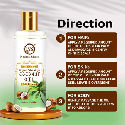 Nuerma Science Extra Virgin Coconut Oil (for Frizzy Hair, Rough Skin, Wrinkle Reduction)