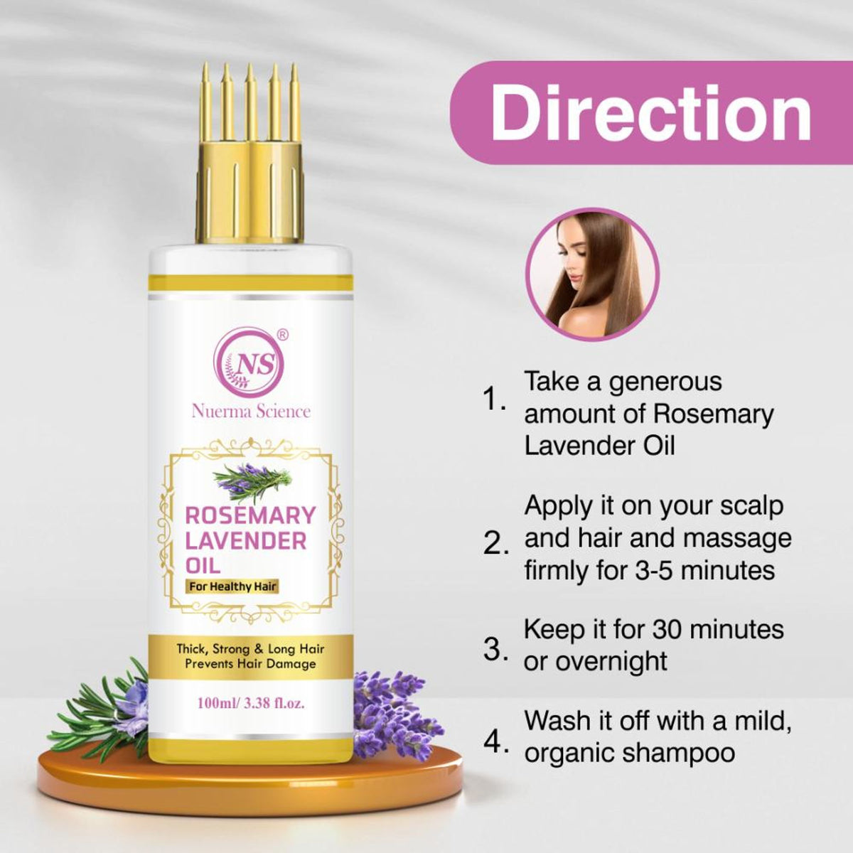 Nuerma Science Rosemary Lavender Hair Oil for Thicker & Longer Hair & Prevent Hair Damage