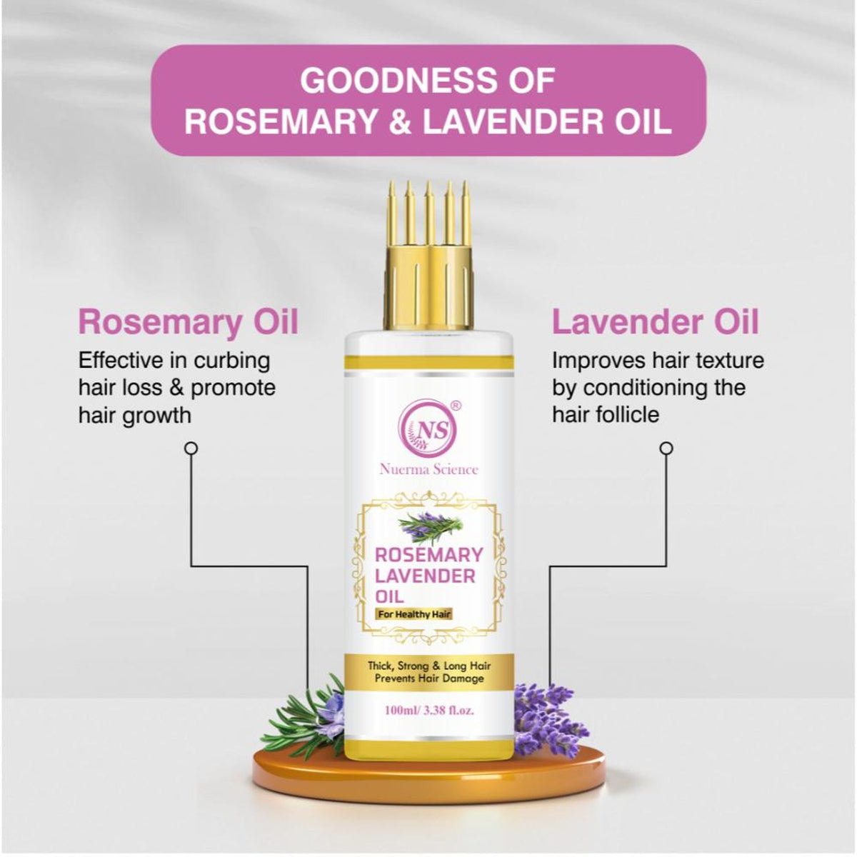 Nuerma Science Rosemary Lavender Hair Oil for Thicker & Longer Hair & Prevent Hair Damage
