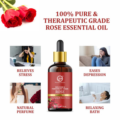 Nuerma Science Rose Essential Oil (100% Pure) for Fair Skin, Tan Removal & Glowing Skin