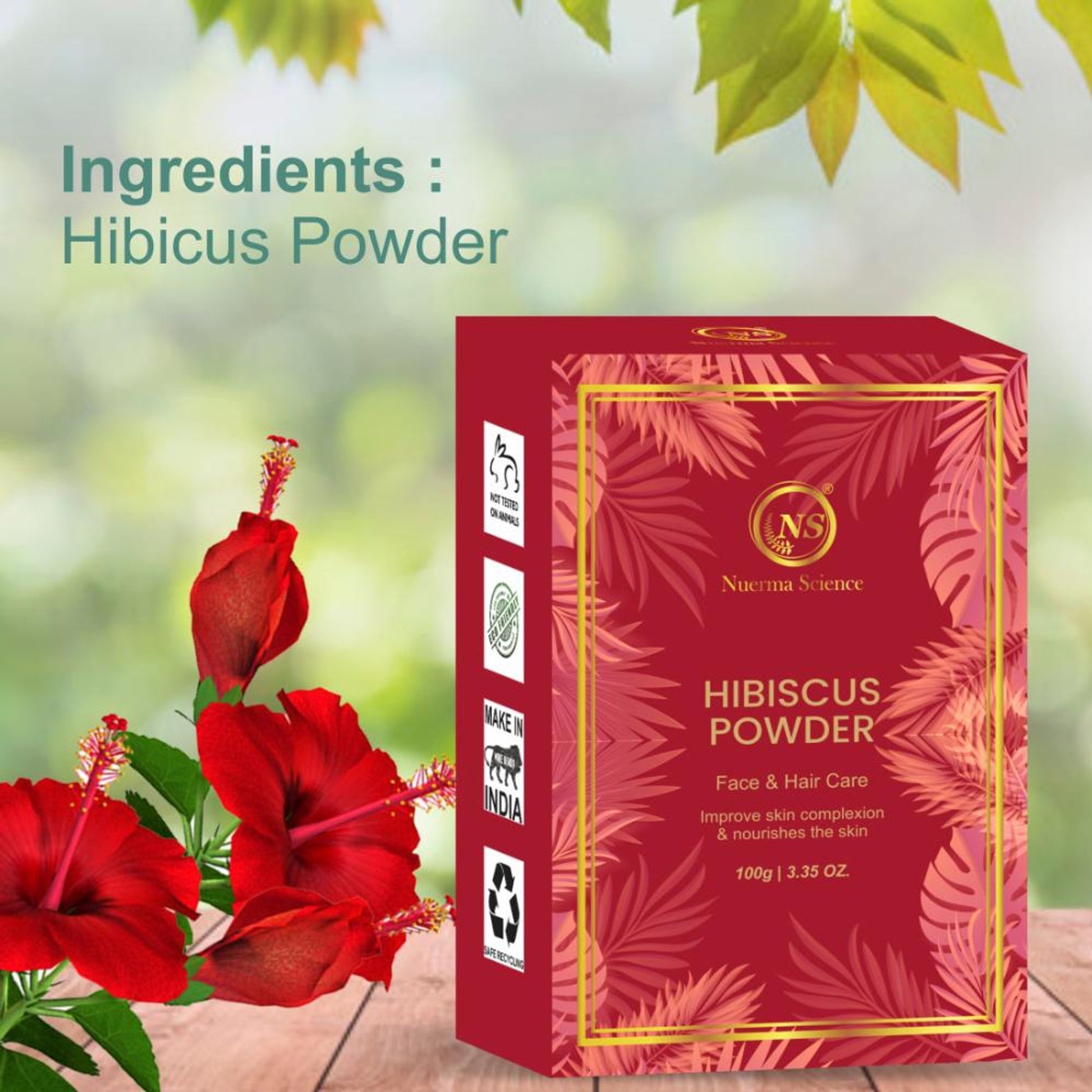 Nuerma Science Hibiscus Powder for Hair Growth, Hair Fall Control, Black Hair & Anti-Ageing