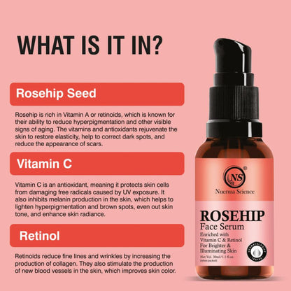 Nuerma Science 15% Rosehip Face Serum enriched Vitamin C & Retinol for Illuminating Skin
