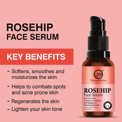 Nuerma Science 15% Rosehip Face Serum enriched Vitamin C & Retinol for Illuminating Skin