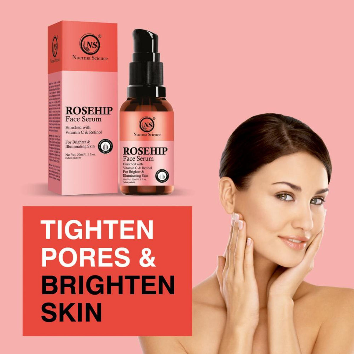 Nuerma Science 15% Rosehip Face Serum enriched Vitamin C & Retinol for Illuminating Skin