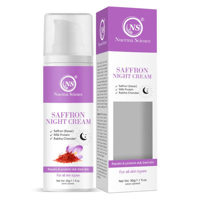 Nuerma Science Saffron Night Cream with Milk Protein, Rakhta Chandan for Repair Dull Skin