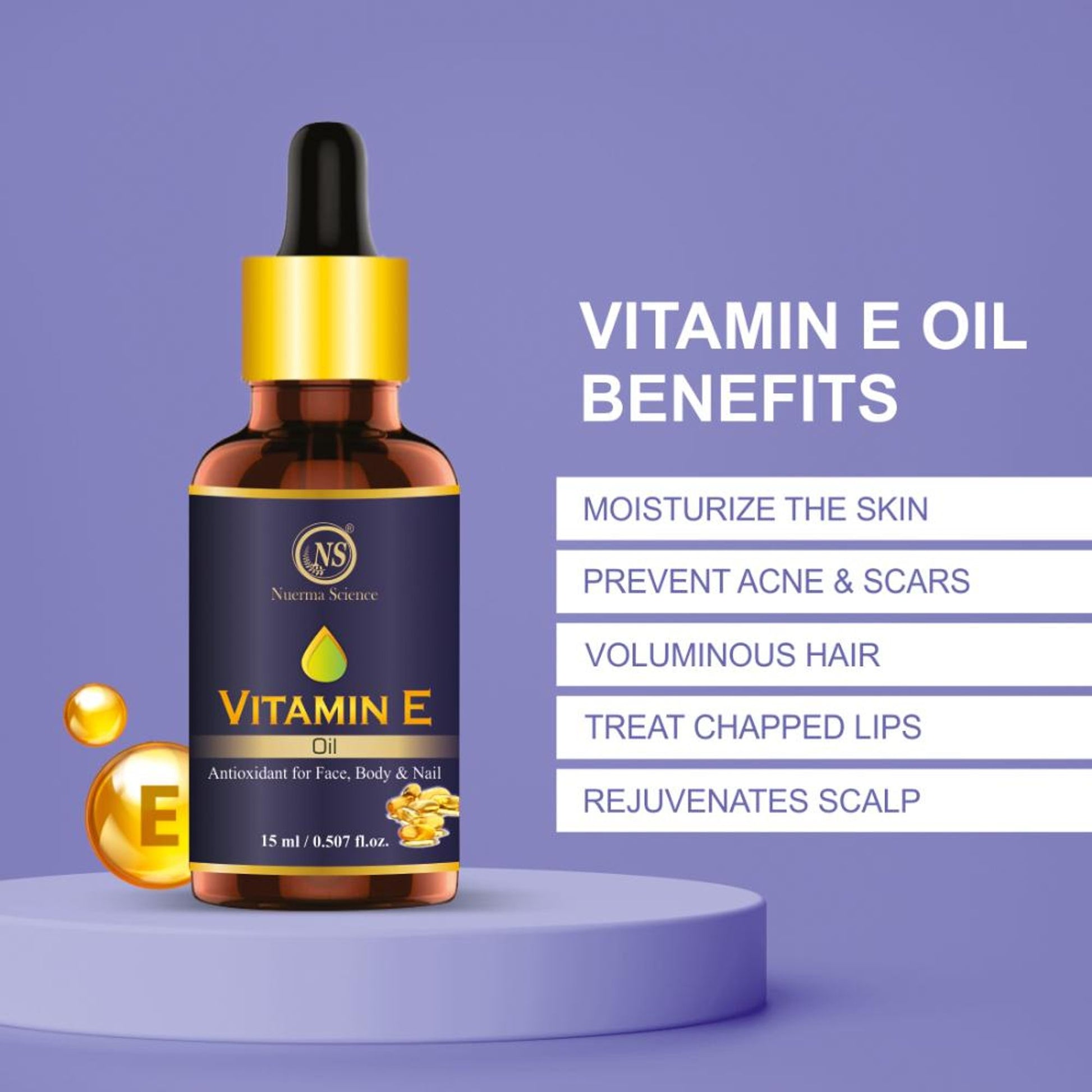Nuerma Science Vitamin E Oil For Antioxidant For Skin, Hair & Body