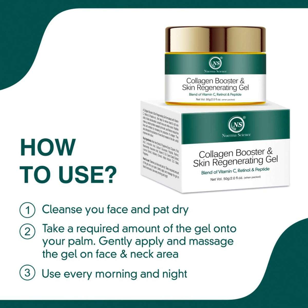 Nuerma Science Collagen Booster & Skin Regenerating Gel with Vitamin C, Retinol & Peptide
