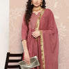Indyancart VA Women's Embroidered Empire Kurta with Trousers & With Dupatta