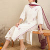Dhiyona IE Floral Embroidered V-Neck Pure Cotton Straight Kurta With Trousers & Dupatta