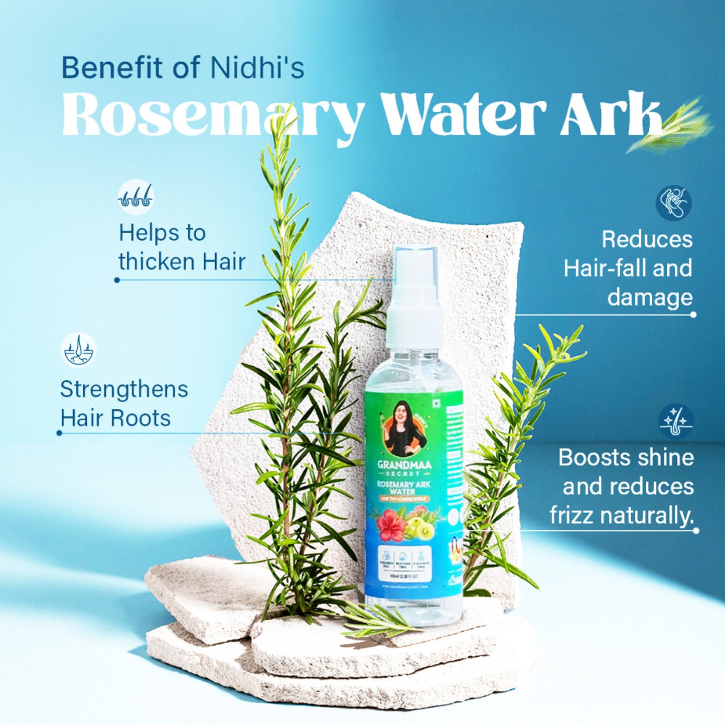 NIDHI'S GRANDMAA SECRET Rosemary Water Ark - Hair Thickening Mist Spray