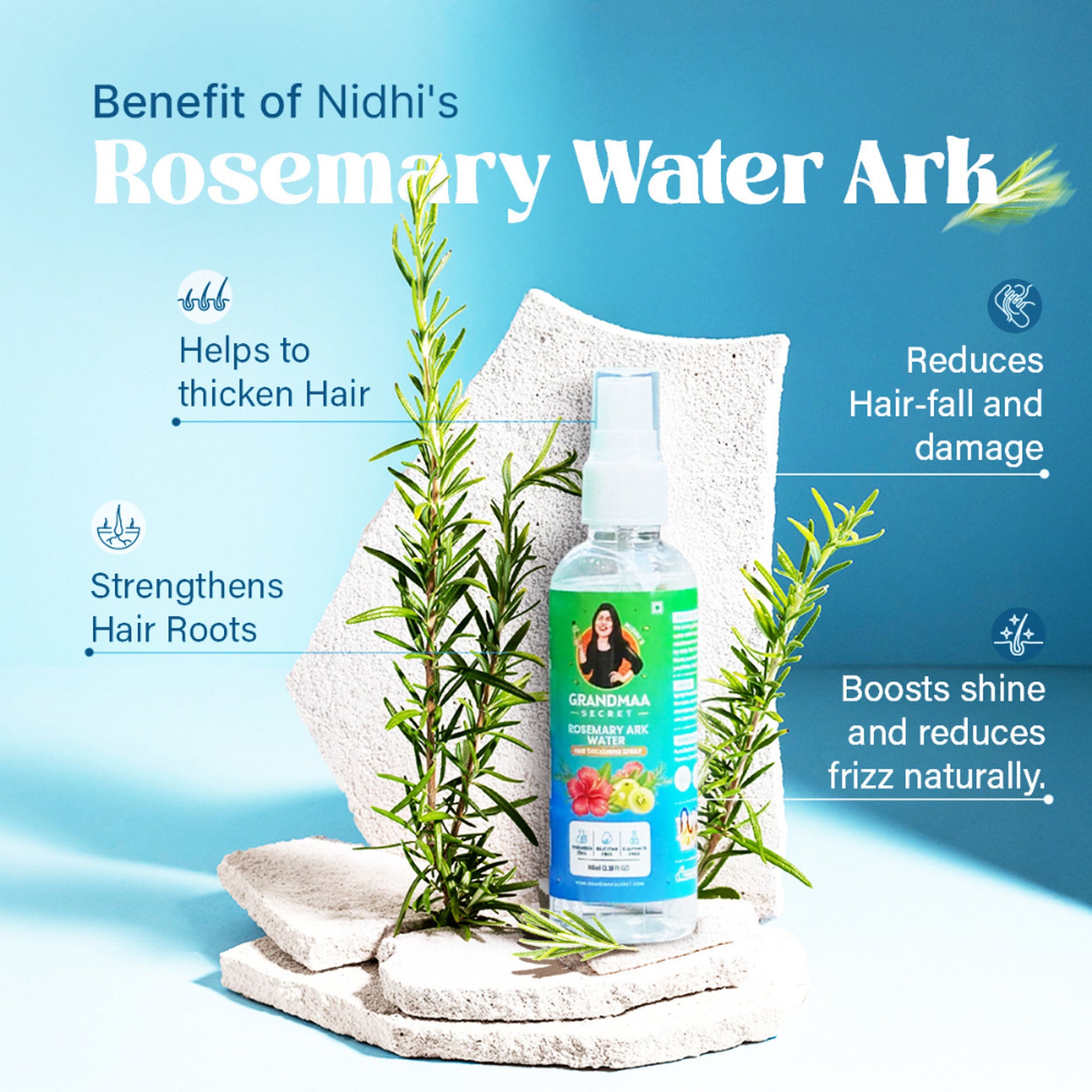 NIDHI'S GRANDMAA SECRET Rosemary Water Ark - Hair Thickening Mist Spray
