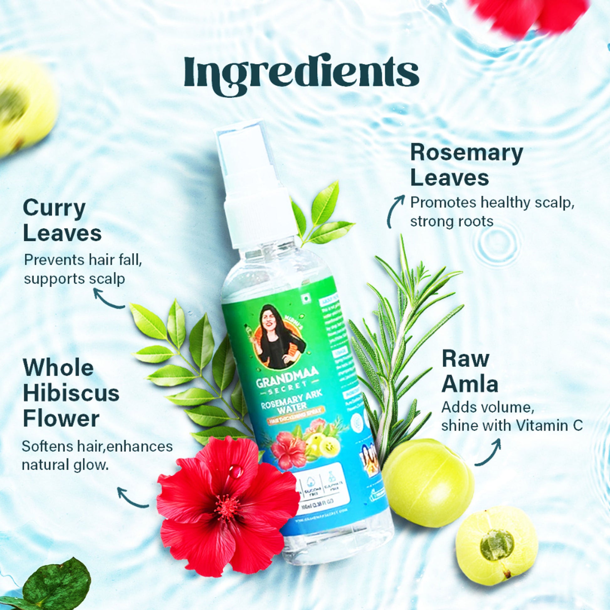 NIDHI'S GRANDMAA SECRET Rosemary Water Ark - Hair Thickening Mist Spray