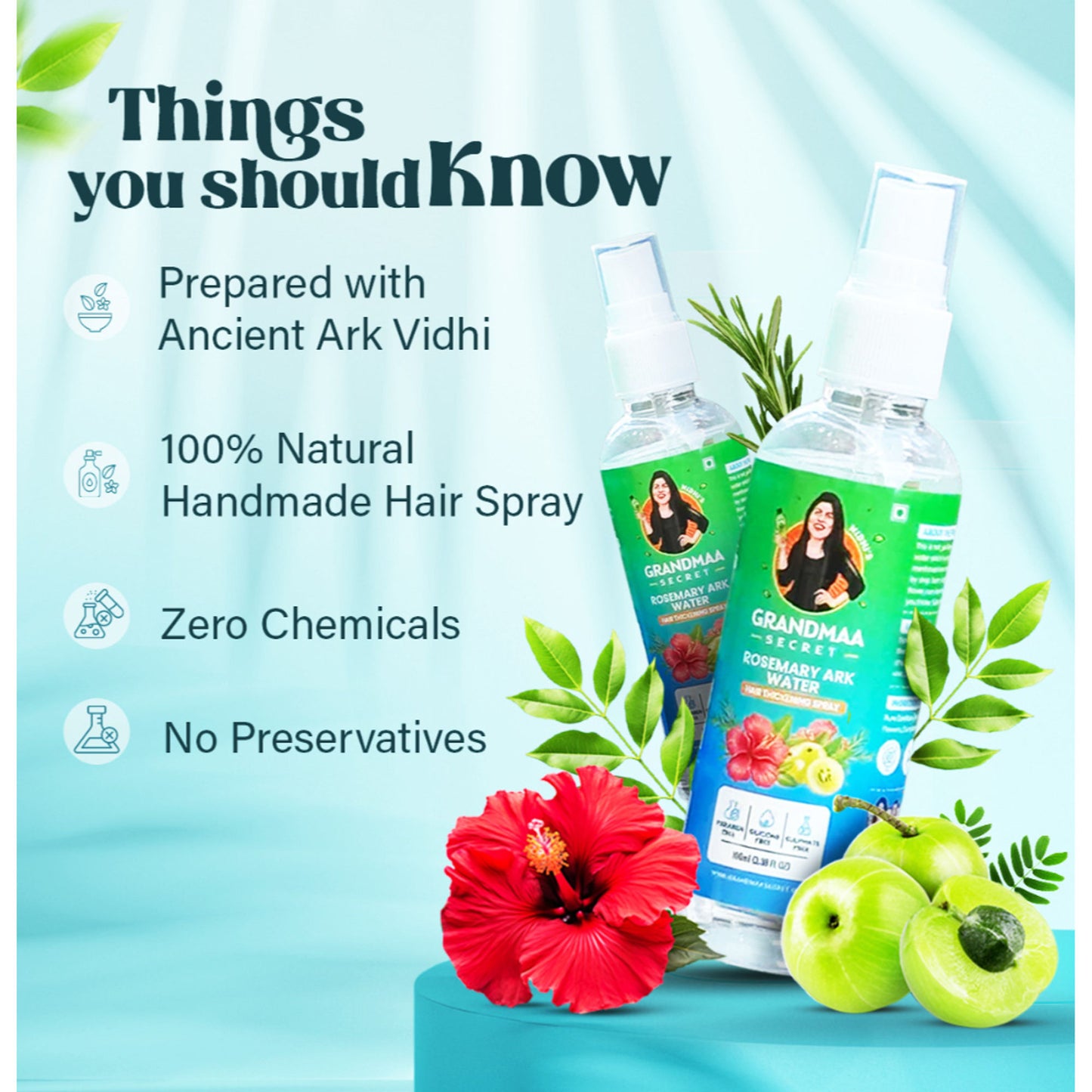 NIDHI'S GRANDMAA SECRET Rosemary Water Ark - Hair Thickening Mist Spray