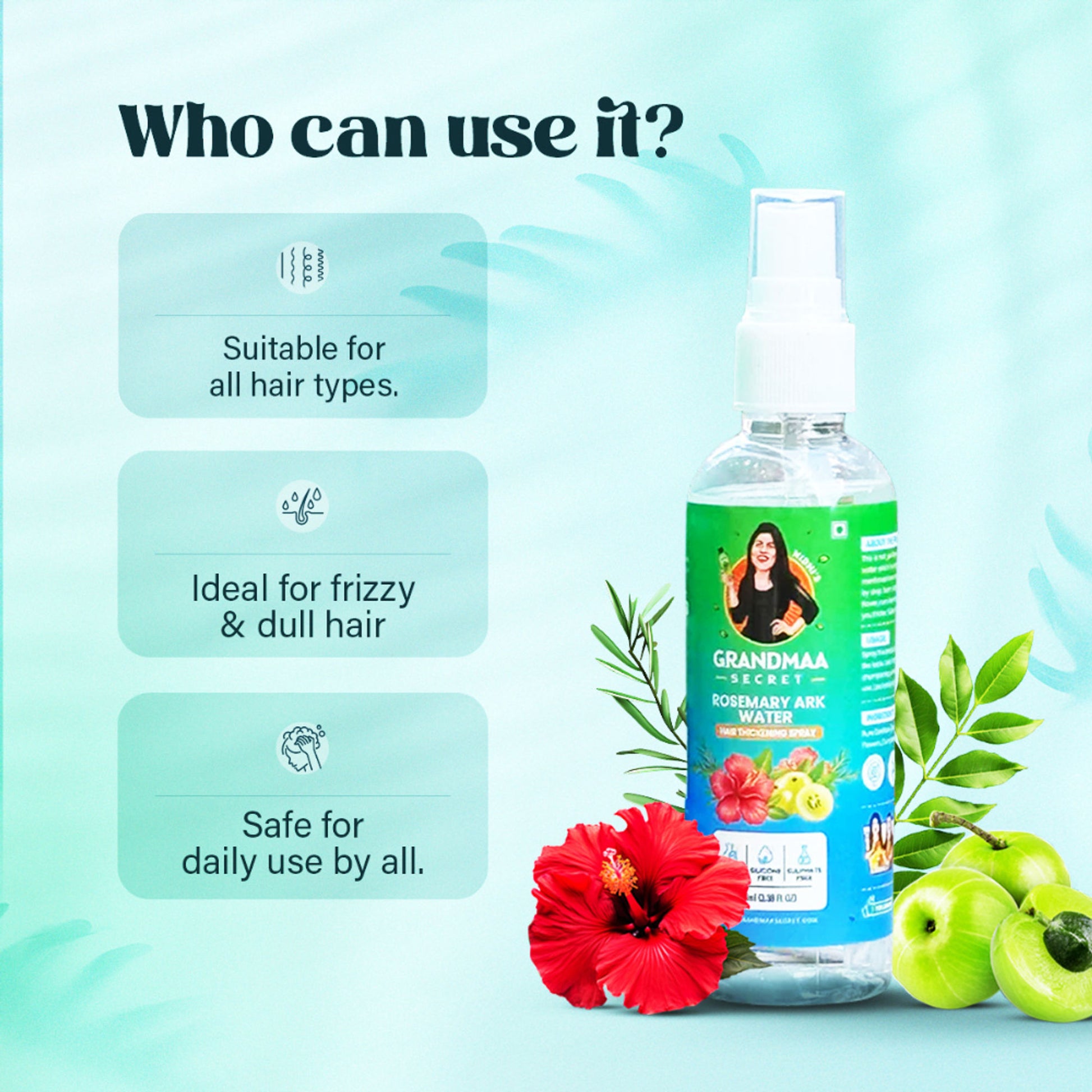 NIDHI'S GRANDMAA SECRET Rosemary Water Ark - Hair Thickening Mist Spray